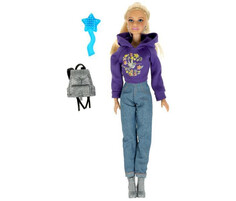 Куклы и одежда для кукол Карапуз Кукла София одета в фиолетовую кофту и джинсы 29 см