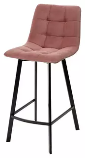 Полубарный стул CHILLI-QB SQUARE розовый #15, велюр/чёрный каркас (H=66cm) Bravo