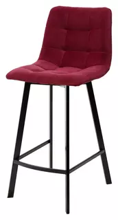 Полубарный стул CHILLI-QB SQUARE винный #16, велюр/чёрный каркас (H=66cm) Bravo