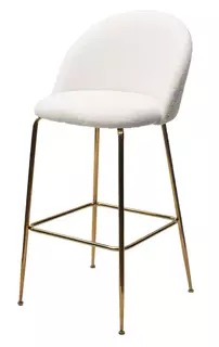 Барный стул GLADE NINI-01 Белый, teddy/золотой каркас Bravo