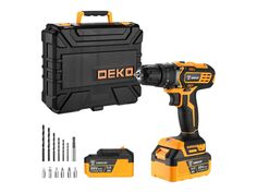 Дрель-шуруповерт аккумуляторная ударная DEKO DKCD20 Impact 20В, 2*4.0Ач ДЕКО