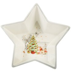 Блюдо доломит, фигурное, 17.5х16.5х6.2 см, звезда, Сказочная зима, Daniks