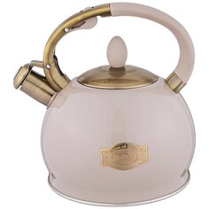Чайник Agness со свистком, 3л c индукцион. капсульным дном цвет: дымчатый серый , 937-843