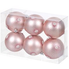 Елочный шар 6 шт, светло-розовый, 8 см, пластик, SYQB-0121101