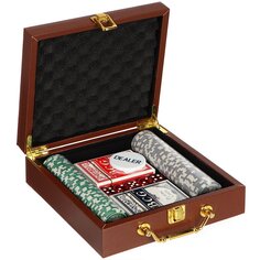 Игра настольная Покер, 21х21х7 см, фишки 100штук, 2 колоды карт, игральные кости, Y6-6377