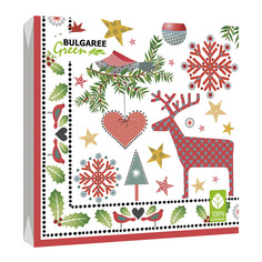 Салфетки бумажные Bulgaree Green Зимние фантазии трехслойные 33x33 см 20 шт