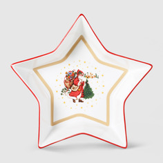 Блюдо Porcelana Bogucice Red Christmas звезда 21 см