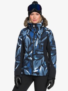 Куртка для сноуборда Roxy 20-21 Jet Ski Premium Mazarine Blue Striped Leaves