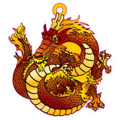Игрушки елочные одиночные подвеска Символ года Восточный дракон 11см дерево