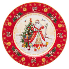 Тарелки тарелка LEFARD Дед Мороз 20,5см десертная фарфор красный