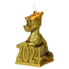 Свечи новогодние свеча Дракон 2024 10,5см золото