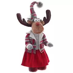 Новогодняя мягкая игрушка Олень в красном костюме h 101 см Без бренда