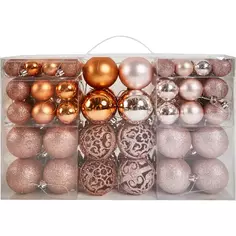 Набор новогодних шаров Christmas ø6 см цвет розовый 100 шт. Без бренда