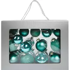Набор новогодних шаров Christmas ø6 см стекло цвет зеленый 26 шт. Без бренда