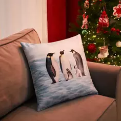 Подушка Пингвины 45x45 см цвет белый Seasons