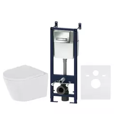 Комплект инсталляция с унитазом AM.PM Sense FlashClean IS30251.741701, безободковый, с микролифтом, клавиша Start S цвет хром Am.Pm.