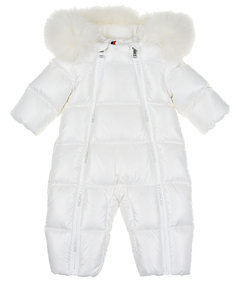 Белый комбинезон с меховой оторочкой Moncler детский