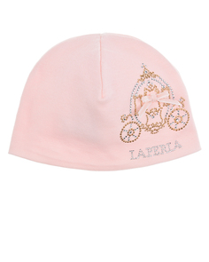 Розовая шапка со стразами La Perla детская
