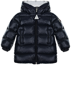 Темно-синяя куртка с меховой отделкой Moncler детское