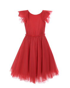 Красное платье со стразами Monnalisa детское