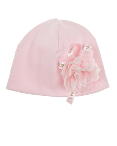 Розовая шапка с аппликацией &quot;роза&quot; La Perla детская