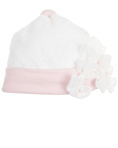 Белая шапка с розовой отделкой Aletta детская