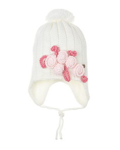Белая шапка с цветочным декором Aletta детская