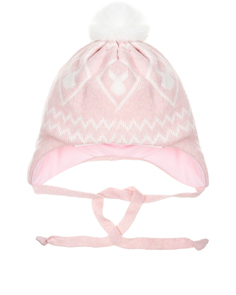 Светло-розовая шапка с принтом &quot;белые зайцы&quot; Chobi детское