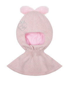 Розовая шапка-шлем с ушками Chobi детская