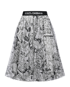 Шелковая юбка со сплошным принтом Dolce&Gabbana детская