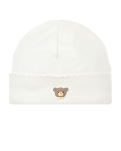 Белая шапка с вышивкой &quot;медвежонок&quot; Lyda Baby детская