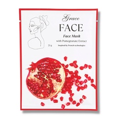 Маска для лица GRACE FACE Тканевая увлажняющая и тонизирующая маска для лица с экстрактом граната 1
