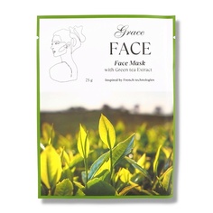 Маска для лица GRACE FACE Тканевая увлажняющая и тонизирующая маска для лица с экстрактом зеленого чая 1