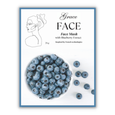 Маска для лица GRACE FACE Тканевая маска для лица увлажняющая и тонизирующая с экстрактом черники 1