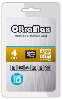 Карта памяти MicroSDHC 4GB OltraMax OM004GCSDHC10-W/A-AD Class 10 без адаптера