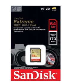 Карта памяти 64GB SanDisk SDSDXV2-064G-GNCIN Extreme SDXC Class 10 V30 UHS-I U3 170 Mb/s