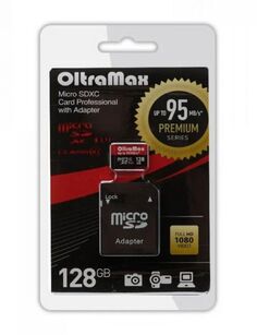 Карта памяти MicroSDXC 128GB OltraMax OM128GCSDXC10UHS-1-PrU3 Class 10 Premium UHS-I U3 (95 Mb/s) + SD адаптер