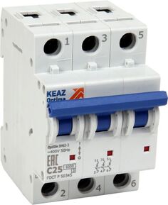 Автоматический выключатель КЭАЗ 260794 OptiDin BM63 3P 25A C 6кА AC (BM63-3C25-УХЛ3)