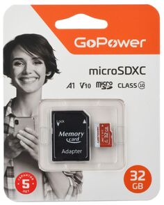 Карта памяти 32GB GoPower 00-00025679 microSDXC Class10 UHS-I (U3) 80 МБ/сек V10 с адаптером
