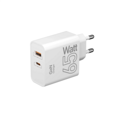 Зарядное устройство сетевое Lyambda SLT-65-V2 65Вт GaN c 2-мя выходами (USB-C PD65W + USB-A QC 18W)