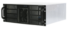 Корпус серверный 4U Procase RE411-D8H4-F3E-65-F-800R 8x5.25+4HDD,черный,бп GR2800 800+800вт, глубина 650мм,MB EATX 12"x13", панель вентиляторов 3*120x