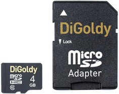 Карта памяти MicroSDHC 4GB DiGoldy DG004GCSDHC10-AD Class 10 + SD адаптер