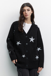 жакет женский Кардиган oversize жаккардовый с принтом-звездочками Befree