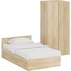 Комплект мебели СВК Стандарт кровать 120х200 с ящиками, шкаф угловой 81,2х81,2х200, дуб сонома (1024352)