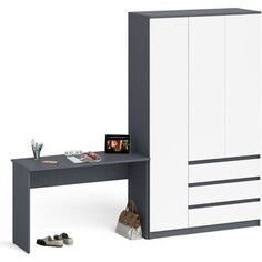 Комплект СВК Мори Стол письменный МСП1200.1 + Шкаф МШ1200.1, цвет графит/белый