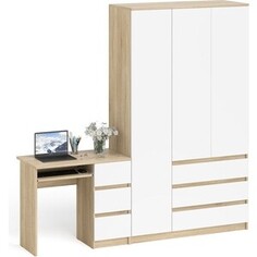 Комплект СВК Мори Стол компьютерный МС-6 правый + Шкаф МШ1200.1, цвет дуб сонома/белый