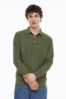Рубашка-поло классического кроя H&amp;M, темно-зеленый H&M