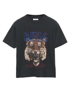 Хлопковая футболка с изображением тигра ANINE BING, черный