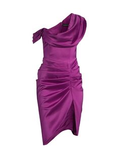 Атласное коктейльное платье с драпировкой Lavish Alice, фиолетовый