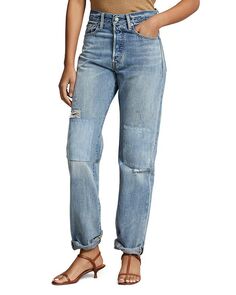 Свободные прямые джинсы с высокой посадкой синего цвета Ralph Lauren